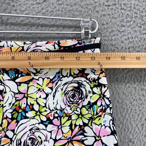 Talbots Pants Womens 4 Petite White Black Multi Floral Stretch Cropped Skinny - Picture 7 of 11